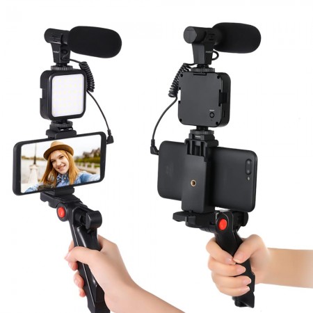 Youtuber Tiktoker Vlogger Ay-49 Video Kits Microphone Led Fill Light Mini Tripod For Phone Vlog Video