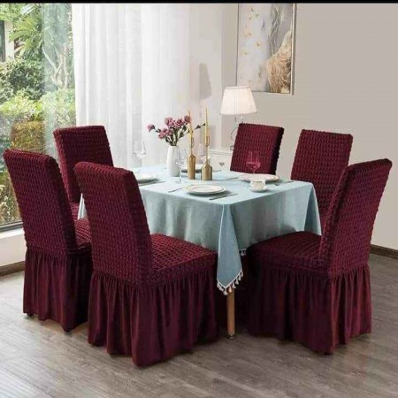 Maroon Color 6pcs Chair Cover