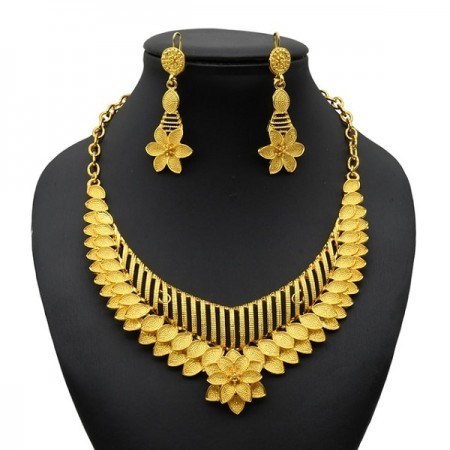 Dubai 24K Gold Plated 2Pcs Necklace Set-202