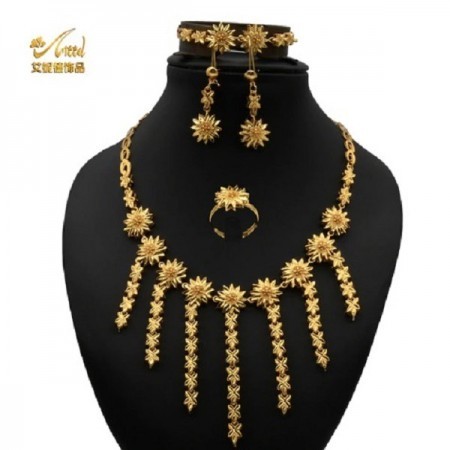 Dubai 24K Gold Plated 4Pcs Necklace Set-401