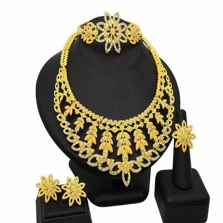 Dubai 24K Gold Plated 4Pcs Necklace Set-403