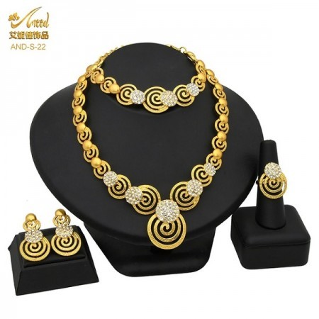 Dubai 24K Gold Plated 4Pcs Necklace Set-402