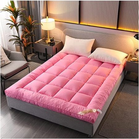 (4 inch thickness) Pink-colour-6/7-feet-primium-deluxe-mattress-topper