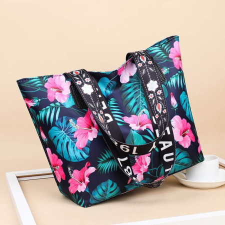 HI-Attitude Floral Print Shoulder Bag (Black Pink)