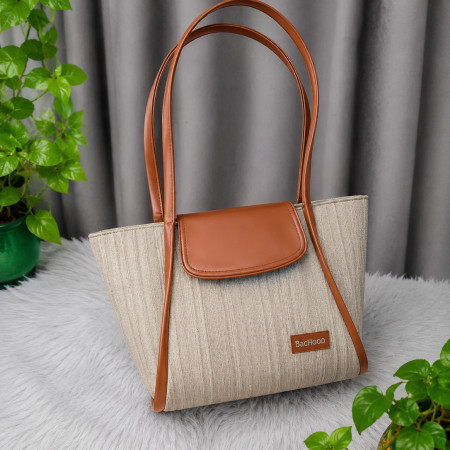 Premium Linen Ladies Tote Bag (Brown Color)