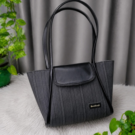 Premium Linen Ladies Tote Bag (Black Color)