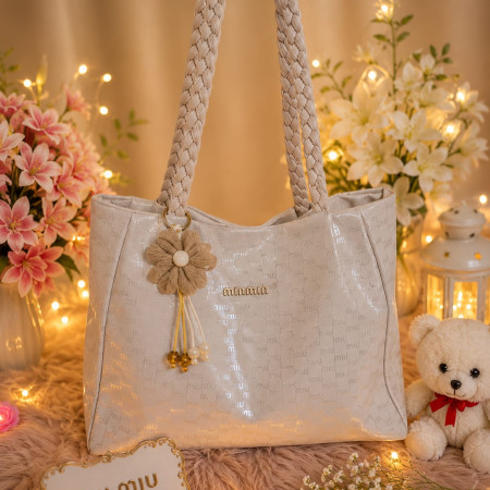 Handbags Solid Color Women Bags(Light silver )